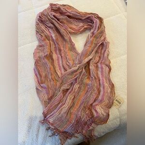 Coldwater Creek multi stripe linen scarf
